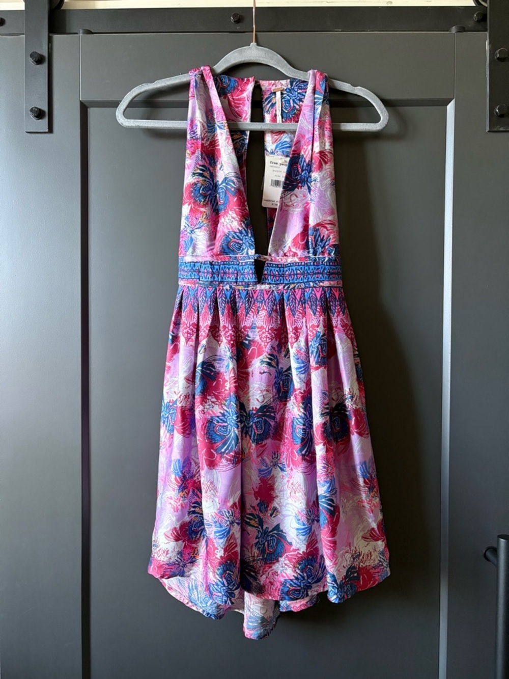 NWT Free People Daydreaming Floral Halter Dress in Pink and Blue